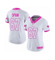 Women's Buffalo Bills #67 Quinton Spain Limited White Pink Rush Fashion Football Jersey