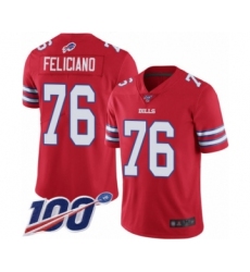 Men's Buffalo Bills #76 Jon Feliciano Limited Red Rush Vapor Untouchable 100th Season Football Jersey