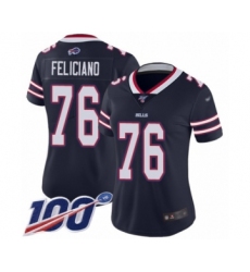 Women's Buffalo Bills #76 Jon Feliciano Limited Navy Blue Inverted Legend 100th Season Football Jersey