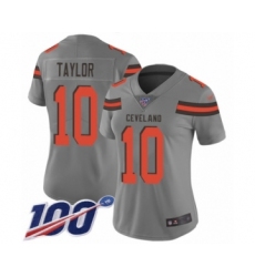 Women's Cleveland Browns #10 Taywan Taylor Limited Gray Inverted Legend 100th Season Football Jersey
