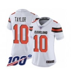 Women's Cleveland Browns #10 Taywan Taylor White Vapor Untouchable Limited Player 100th Season Football Jersey
