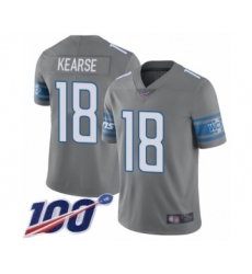 Men's Detroit Lions #18 Jermaine Kearse Limited Steel Rush Vapor Untouchable 100th Season Football Jersey