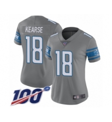 Women's Detroit Lions #18 Jermaine Kearse Limited Steel Rush Vapor Untouchable 100th Season Football Jersey