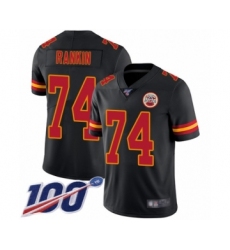Men's Kansas City Chiefs #74 Martinas Rankin Limited Black Rush Vapor Untouchable 100th Season Football Jersey