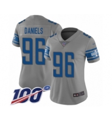 Women's Detroit Lions #96 Mike Daniels Limited Gray Inverted Legend 100th Season Football Jersey