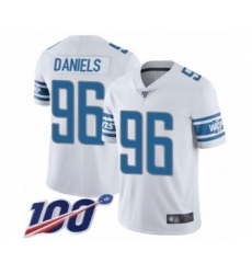 Youth Detroit Lions #96 Mike Daniels White Vapor Untouchable Limited Player 100th Season Football Jersey