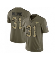 Men's Kansas City Chiefs #31 Darrel Williams Limited Olive Camo 2017 Salute to Service Football Jersey