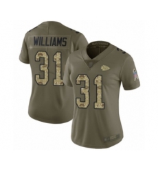 Women's Kansas City Chiefs #31 Darrel Williams Limited Olive Camo 2017 Salute to Service Football Jersey