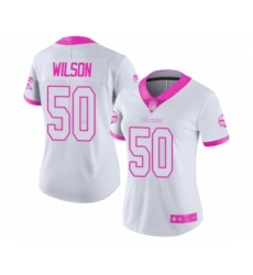 Women's Minnesota Vikings #50 Eric Wilson Limited White Pink Rush Fashion Football Jersey