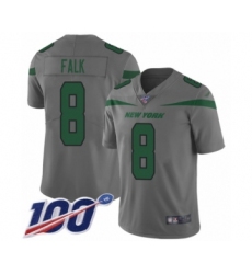 Youth New York Jets #8 Luke Falk Limited Gray Inverted Legend 100th Season Football Jersey