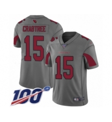 Men's Arizona Cardinals #15 Michael Crabtree Limited Silver Inverted Legend 100th Season Football Jersey
