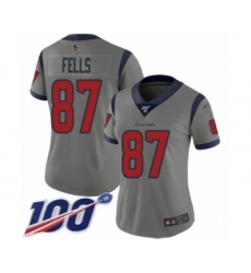 Women's Houston Texans #87 Darren Fells Limited Gray Inverted Legend 100th Season Football Jersey