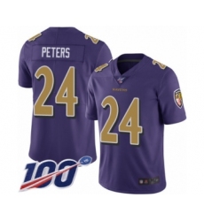 Men's Baltimore Ravens #24 Marcus Peters Limited Purple Rush Vapor Untouchable 100th Season Football Jersey