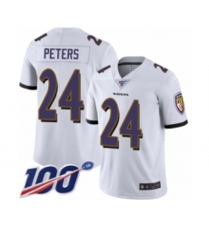 Youth Baltimore Ravens #24 Marcus Peters White Vapor Untouchable Limited Player 100th Season Football Jersey