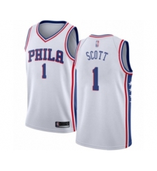 Men's Philadelphia 76ers #1 Mike Scott Authentic White Basketball Jersey - Association Edition
