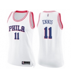 Women's Philadelphia 76ers #11 James Ennis Swingman White Pink Fashion Basketball Jersey