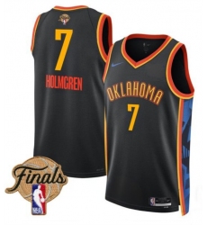 Men's Oklahoma City Thunder #7 Chet Holmgren Black 2025 Finals City Edition Stitched Basketball Jersey