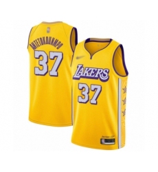 Youth Los Angeles Lakers #37 Kostas Antetokounmpo Swingman Gold Basketball Jersey - 2019 20 City Edition