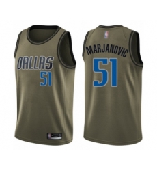 Men's Dallas Mavericks #51 Boban Marjanovic Swingman Green Salute to Service Basketball Jersey