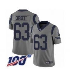 Youth Los Angeles Rams #63 Austin Corbett Limited Gray Inverted Legend 100th Season Football Jersey