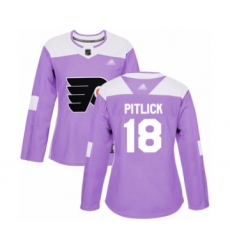 Women's Philadelphia Flyers #18 Tyler Pitlick Authentic Purple Fights Cancer Practice Hockey Jersey