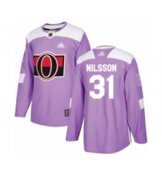 Youth Ottawa Senators #31 Anders Nilsson Authentic Purple Fights Cancer Practice Hockey Jersey