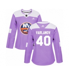 Women's New York Islanders #40 Semyon Varlamov Authentic Purple Fights Cancer Practice Hockey Jersey