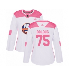 Women's New York Islanders #75 Samuel Bolduc Authentic White Pink Fashion Hockey Jersey