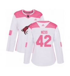 Women's Arizona Coyotes #42 Aaron Ness Authentic White Pink Fashion Hockey Jersey