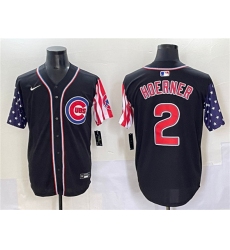 Men's Chicago Cubs #2 Nico Hoerner Black 2025 Independence Day Vapor Premier Limited Stitched Baseball Jersey