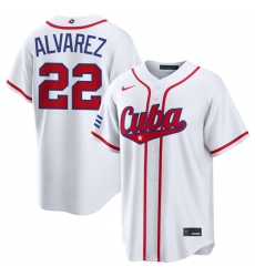 Men's Cuba Baseball #22 Frank Alvarez White 2026 World Baseball Classic Home Stadium Stitched Jersey
