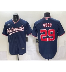 Men's Washington Nationals #29 James Wood Navy Stitched Baseball Jersey