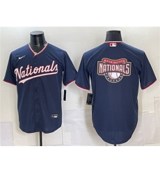 Men's Washington Nationals Team Big Logo Navy Stitched Baseball Jersey