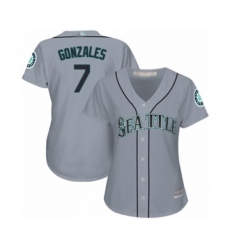 Women's Seattle Mariners #7 Marco Gonzales Authentic Grey Road Cool Base Baseball Player Jersey
