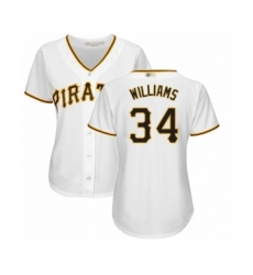 Women's Pittsburgh Pirates #34 Trevor Williams Authentic White Home Cool Base Baseball Player Jersey