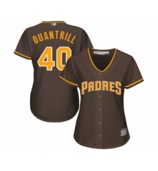 Women's San Diego Padres #40 Cal Quantrill Authentic Brown Alternate Cool Base Baseball Player Jersey