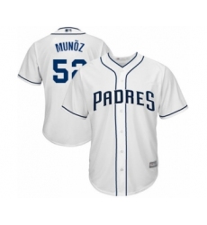Youth San Diego Padres #52 Andres Munoz Authentic White Home Cool Base Baseball Player Jersey