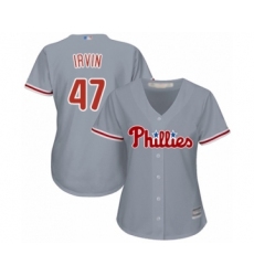 Women's Philadelphia Phillies #47 Cole Irvin Authentic Grey Road Cool Base Baseball Player Jersey