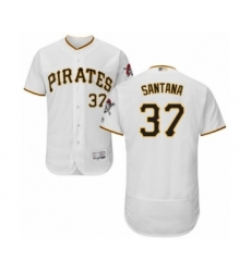 Men's Pittsburgh Pirates #37 Edgar Santana White Home Flex Base Authentic Collection Baseball Player Jersey