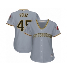Women's Pittsburgh Pirates #45 Michael Feliz Authentic Grey Road Cool Base Baseball Player Jersey