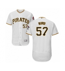 Men's Pittsburgh Pirates #57 Nick Burdi White Home Flex Base Authentic Collection Baseball Player Jersey