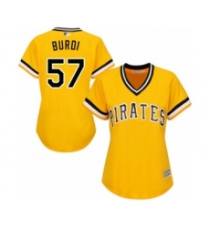 Women's Pittsburgh Pirates #57 Nick Burdi Authentic Gold Alternate Cool Base Baseball Player Jersey