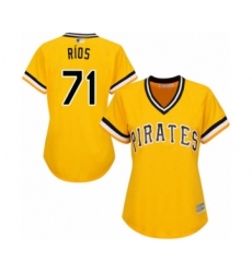 Women's Pittsburgh Pirates #71 Yacksel Rios Authentic Gold Alternate Cool Base Baseball Player Jersey