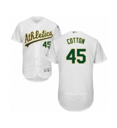 Men's Oakland Athletics #45 Jharel Cotton White Home Flex Base Authentic Collection Baseball Player Jersey