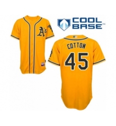 Youth Oakland Athletics #45 Jharel Cotton Authentic Gold Alternate 2 Cool Base Baseball Player Jersey