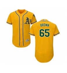 Men's Oakland Athletics #65 Seth Brown Gold Alternate Flex Base Authentic Collection Baseball Player Jersey
