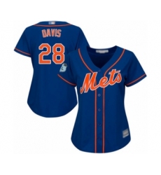 Women's New York Mets #28 J.D. Davis Authentic Royal Blue Alternate Home Cool Base Baseball Player Jersey