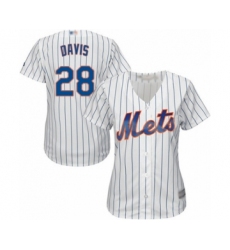 Women's New York Mets #28 J.D. Davis Authentic White Home Cool Base Baseball Player Jersey