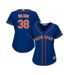 Women's New York Mets #38 Justin Wilson Authentic Royal Blue Alternate Road Cool Base Baseball Player Jersey
