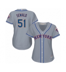 Women's New York Mets #51 Paul Sewald Authentic Grey Road Cool Base Baseball Player Jersey